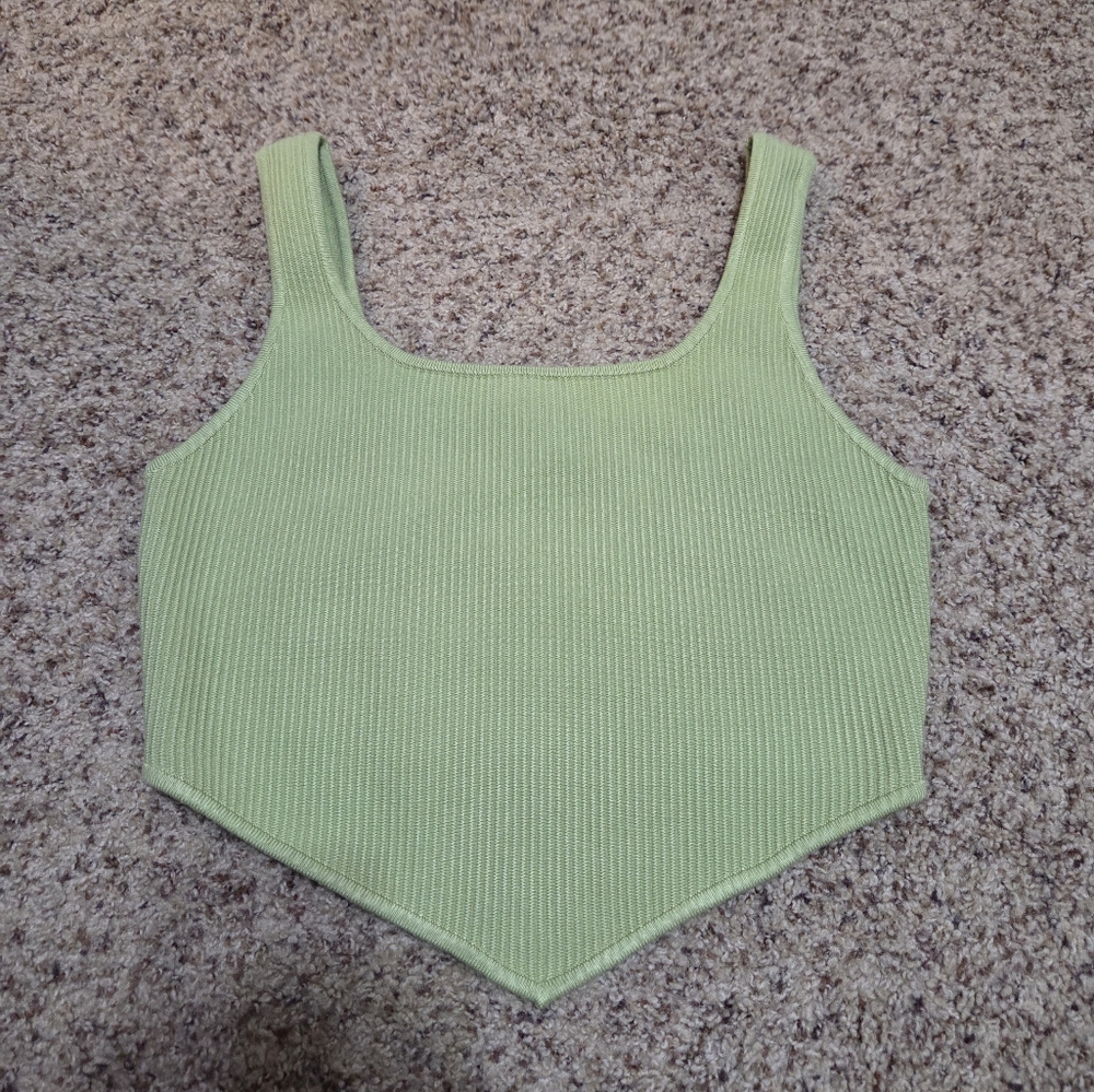 House of Harlow 1960 Light Green Ribbed Top